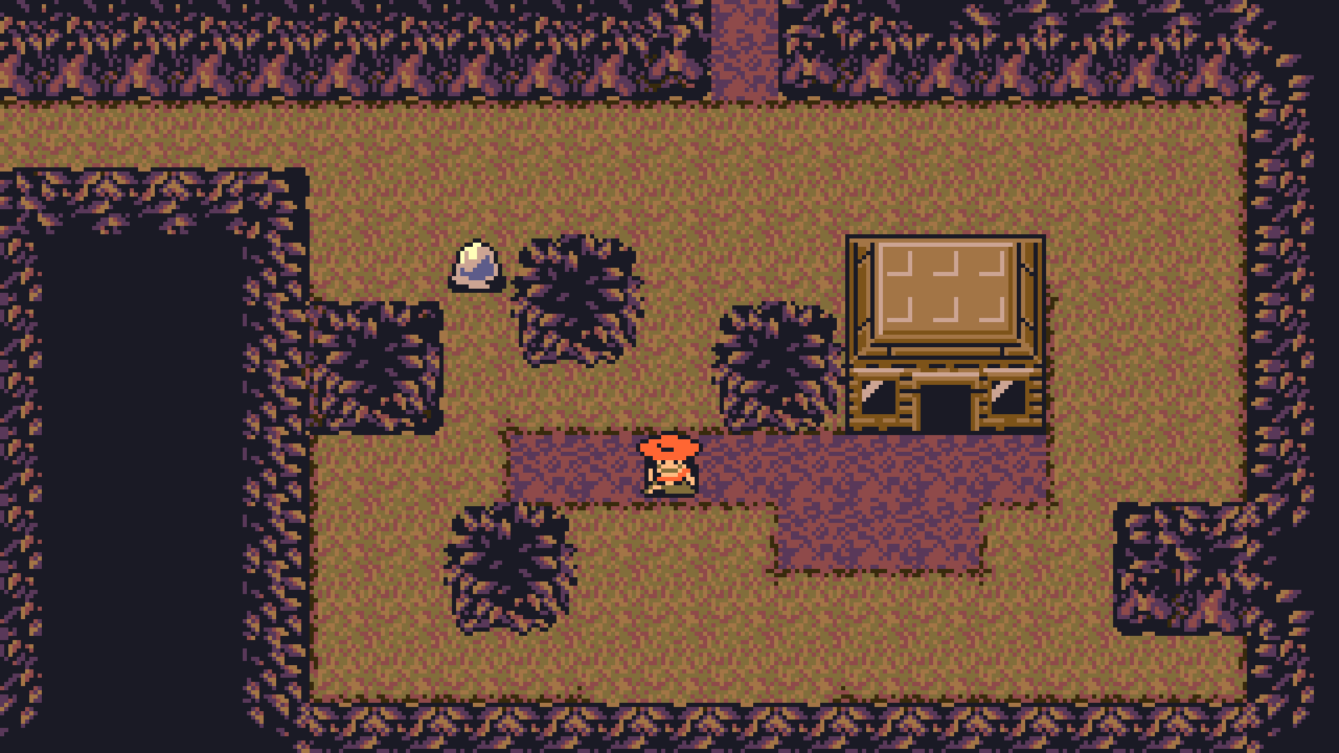 Screenshot from Leid vom Meeresfall's first Dungeon. There's a visible Slime Encounter Sprite to the top right of the player sprite